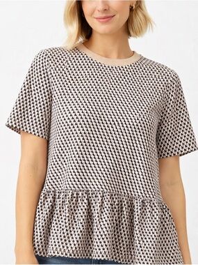 Addison Bay Botanist Blouse NWT Tri Geo Print Peplum Top Size L